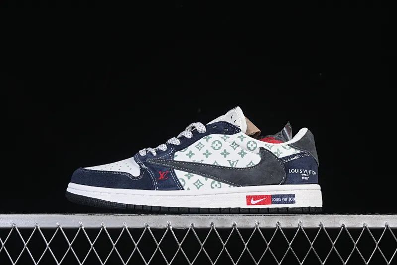 All categories Air Jordan Jordan series basketball shoes Air Jordan 1 Low High-end customized low-top sneakers Travis Scott x Fragment Design x Air Jordan 1 Low OG SP AJ1 Joe 1 joint gray and blue printed pig eight low-top cultural casual sneakers DZ5899-034